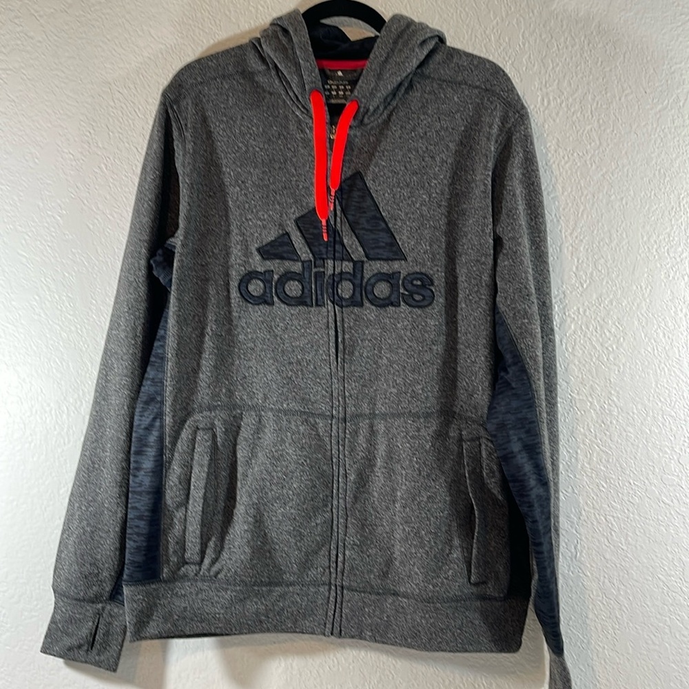 ADIDAS Clima Warm Vintage Zip Up Logo Hoodie with Pockets Size Large Y2K